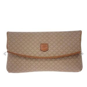Celine triomphe monogram tan Clutch Bag